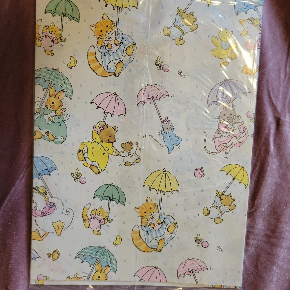NOS ~ Celebrations by Gibson Baby Shower Gift Wrap ~ Woodland Animals ~ FINAL!